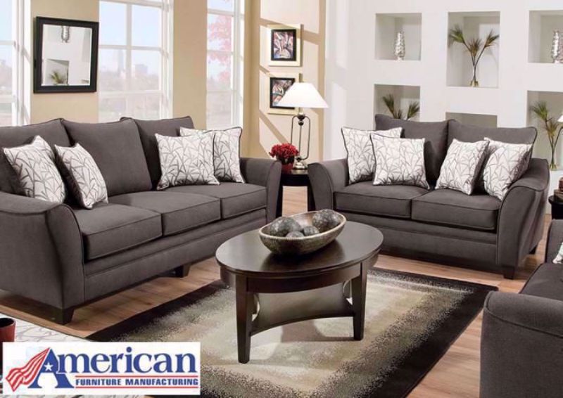 Gray Microfiber Hampstead Sofa Set by American Furniture Manufacturing Includes Sofa, Loveseat and Chair | Home Furniture + Mattress