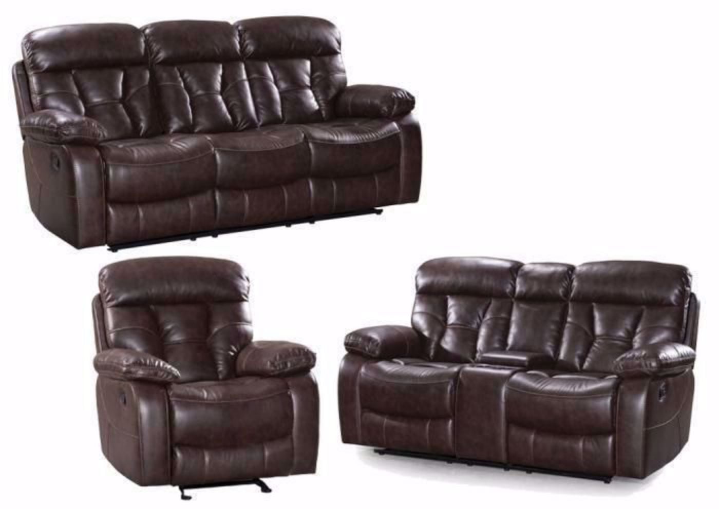 Toffee Brown Peoria Reclining Sofa Set by Standard Furniture Includes Sofa, Loveseat and Recliner | Home Furniture + Mattress