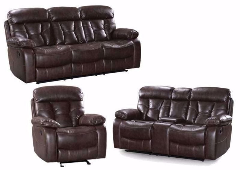 Toffee Brown Peoria Reclining Sofa Set by Standard Furniture Includes Sofa, Loveseat and Recliner | Home Furniture + Mattress