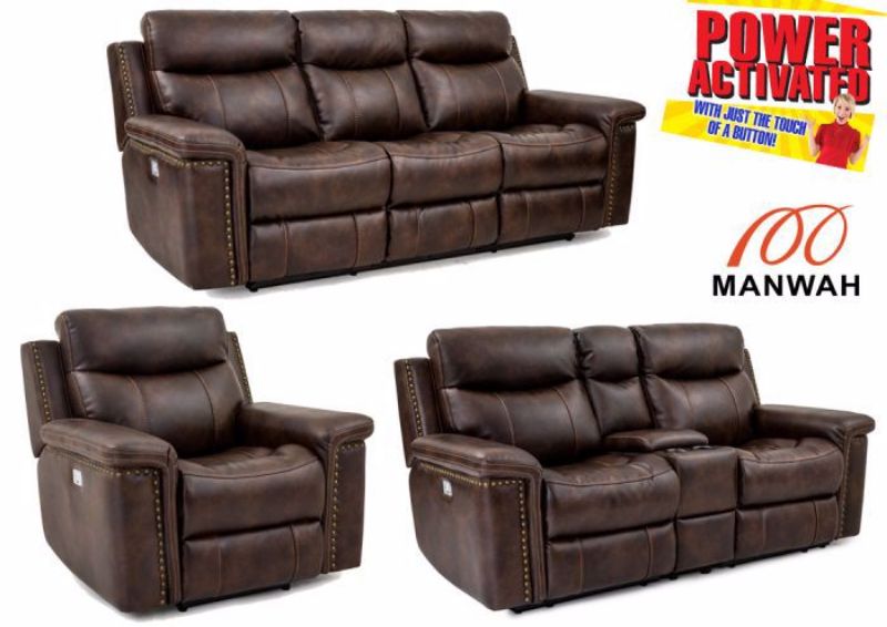 Picture of Phoenix POWER Reclining Sofa Set - Dark Brown