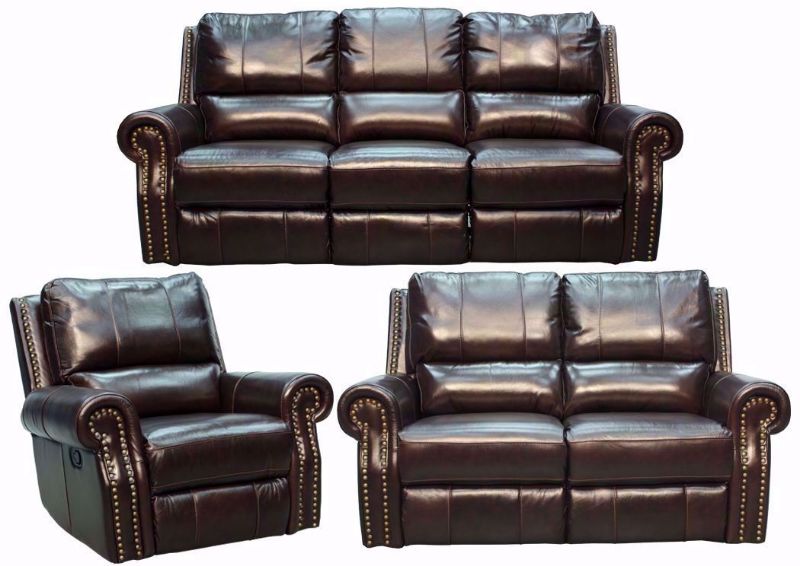 Espresso Brown Top Grain Leather Gunnison Reclining Sofa Set Includes Sofa, Loveseat and Recliner | Home Furniture Plus Bedding