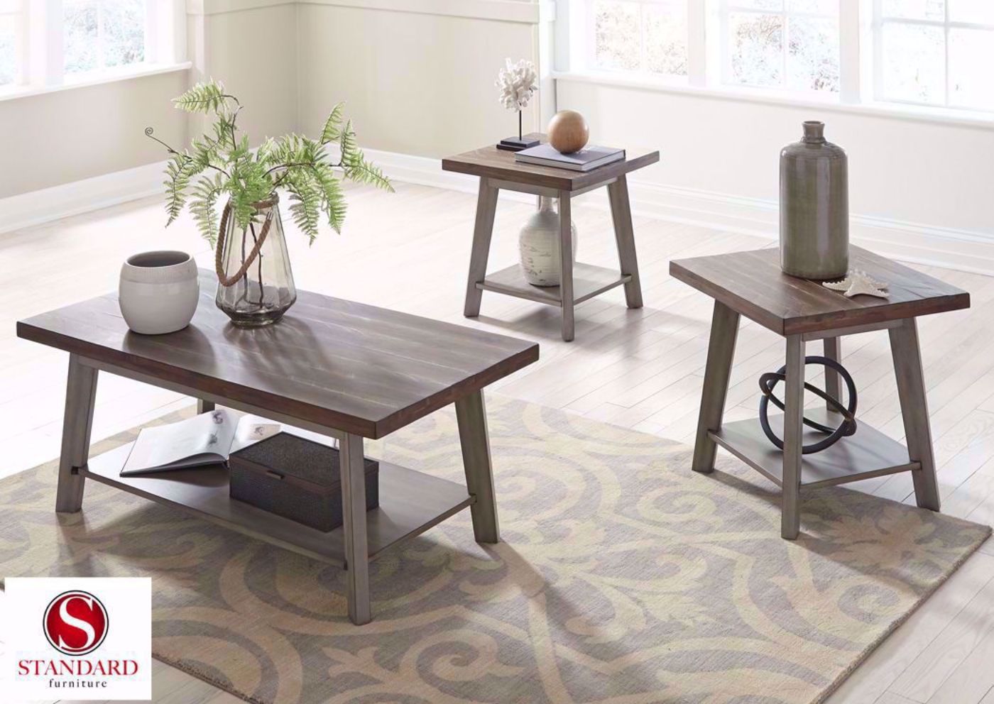 Brown Fairhaven Coffee Table Set by Standard  in a Room Setting | Home Furniture Plus Bedding