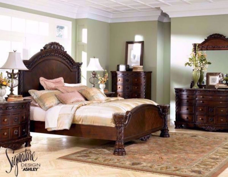 Bedroom Setting Featuring the Warm Brown North Shore Queen Size Bed  by Ashley Furniture | Home Furniture Plus Bedding