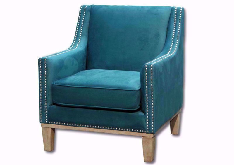 Teal Blue Augusta Accent Chair at an Angle | Home Furniture Plus Bedding