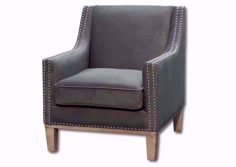 Gray Suede Augusta Accent Chair at an Angle | Home Furniture Plus Bedding