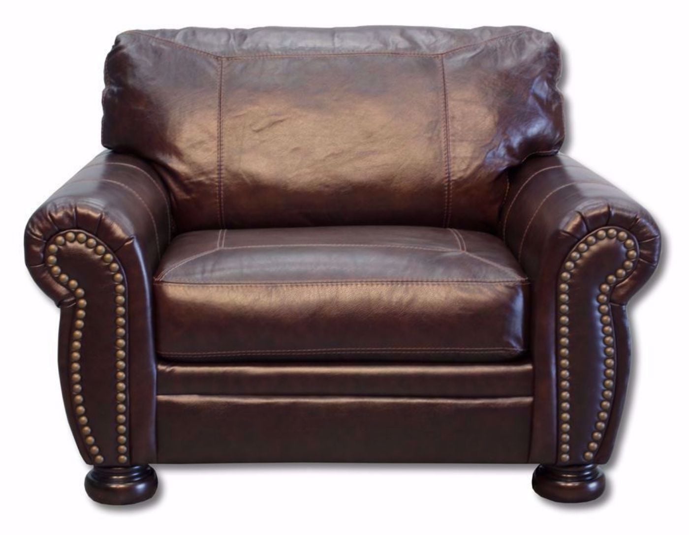 Banner Chair by Ashley Furniture with Brown Top Grain Leather Upholstery, Nailhead Trim Accents and Oversize Design | Home Furniture Plus Bedding