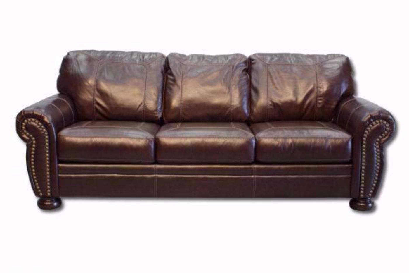 Banner Sofa by Ashley Furniture with Brown Top Grain Leather Upholstery and Nailhead Trim Accents | Home Furniture Plus Bedding