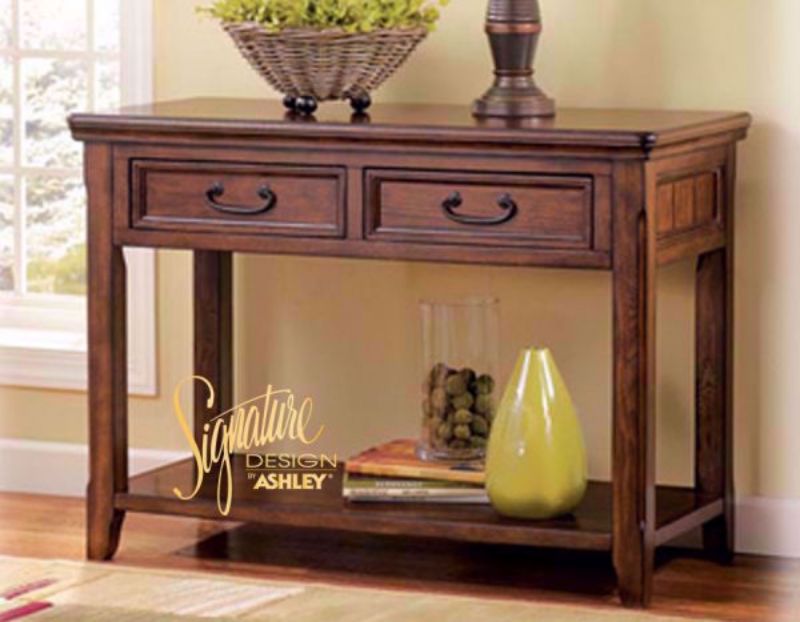 2 Drawer Brown Woodboro Sofa/Console Table by Ashley Furniture | Home Furniture Plus Mattress