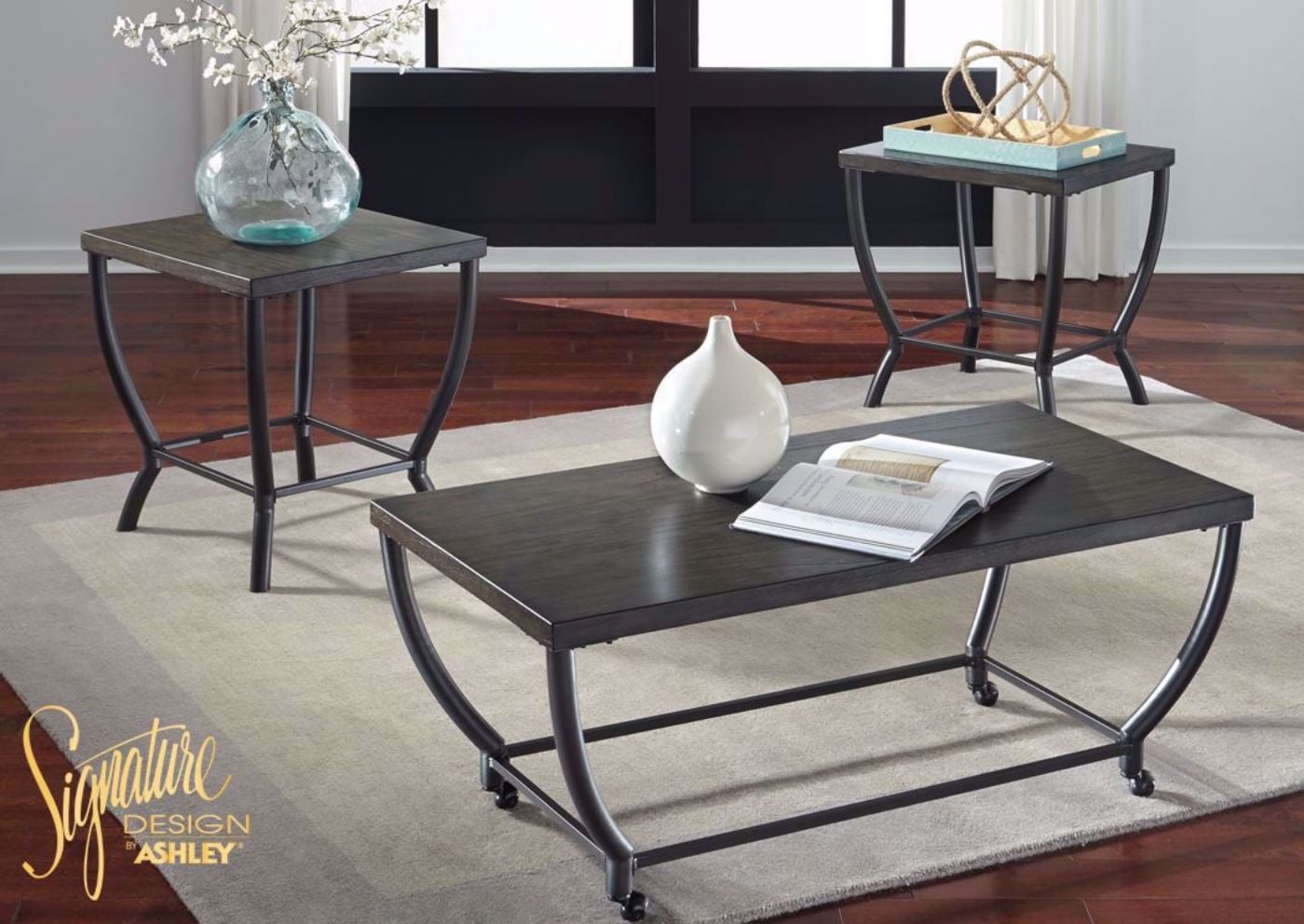Champori Coffee Table Set by Ashley Furniture, Coffee Table and 2 End Tables, In a Room Setting | Home Furniture Plus Bedding