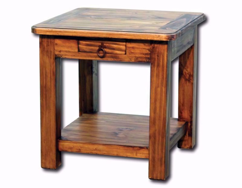 Rustic Brown Cottage End Table at an Angle | Home Furniture Plus Mattress