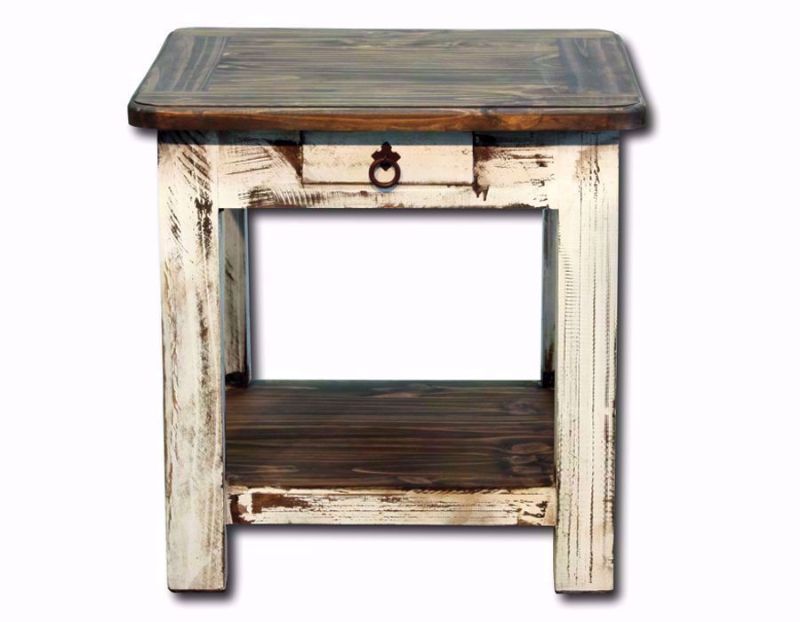 White and Brown Cottage End Table Facing Front | Home Furniture Plus Mattress