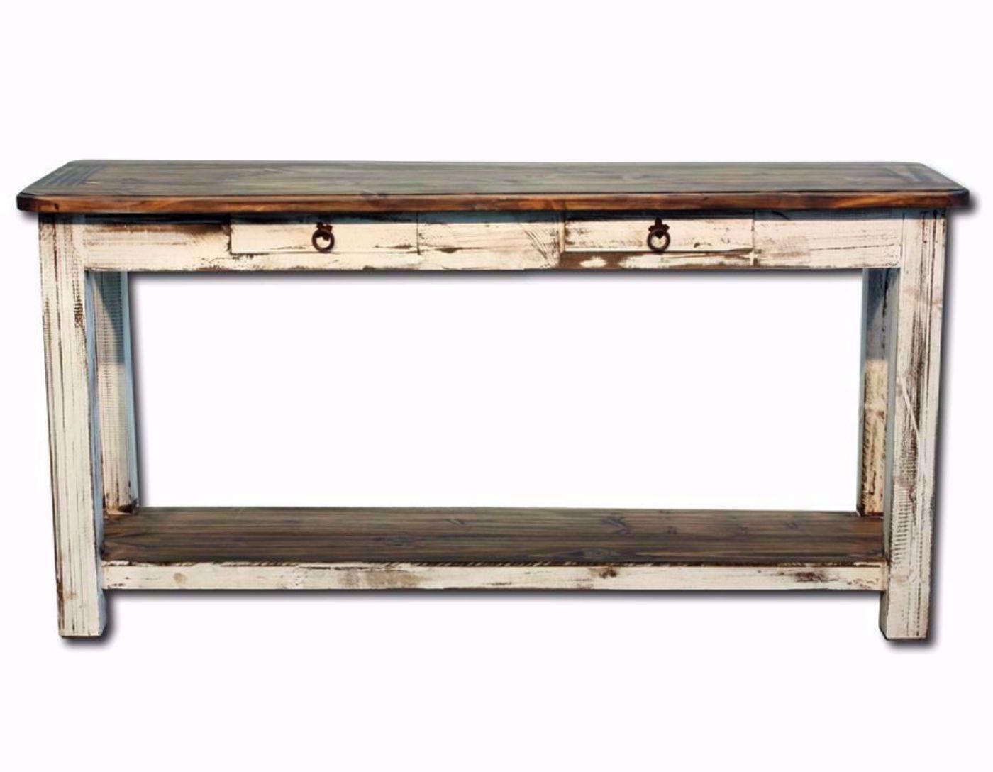 White and Brown Cottage Sofa/Console Table Facing Front | Home Furniture Plus Mattress