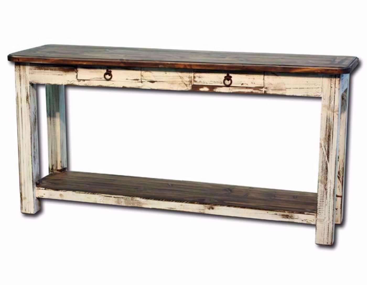 White and Brown Cottage Sofa/Console Table at an Angle | Home Furniture Plus Mattress
