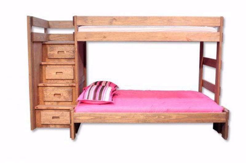 Duncan Twin over Full Staircase Bunk Bed, Light Brown, Front Facing | Home Furniture Plus Bedding