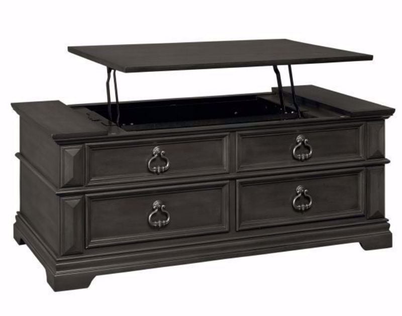 Garrison Lift-Top Coffee Table, Gray, Angle, Open | Home Furniture Plus Mattress