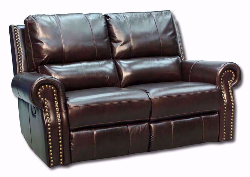 Angle View of the Top Grain Dark Brown Leather Gunnison Reclining Loveseat by  Man Wah  | Home Furniture Plus Bedding