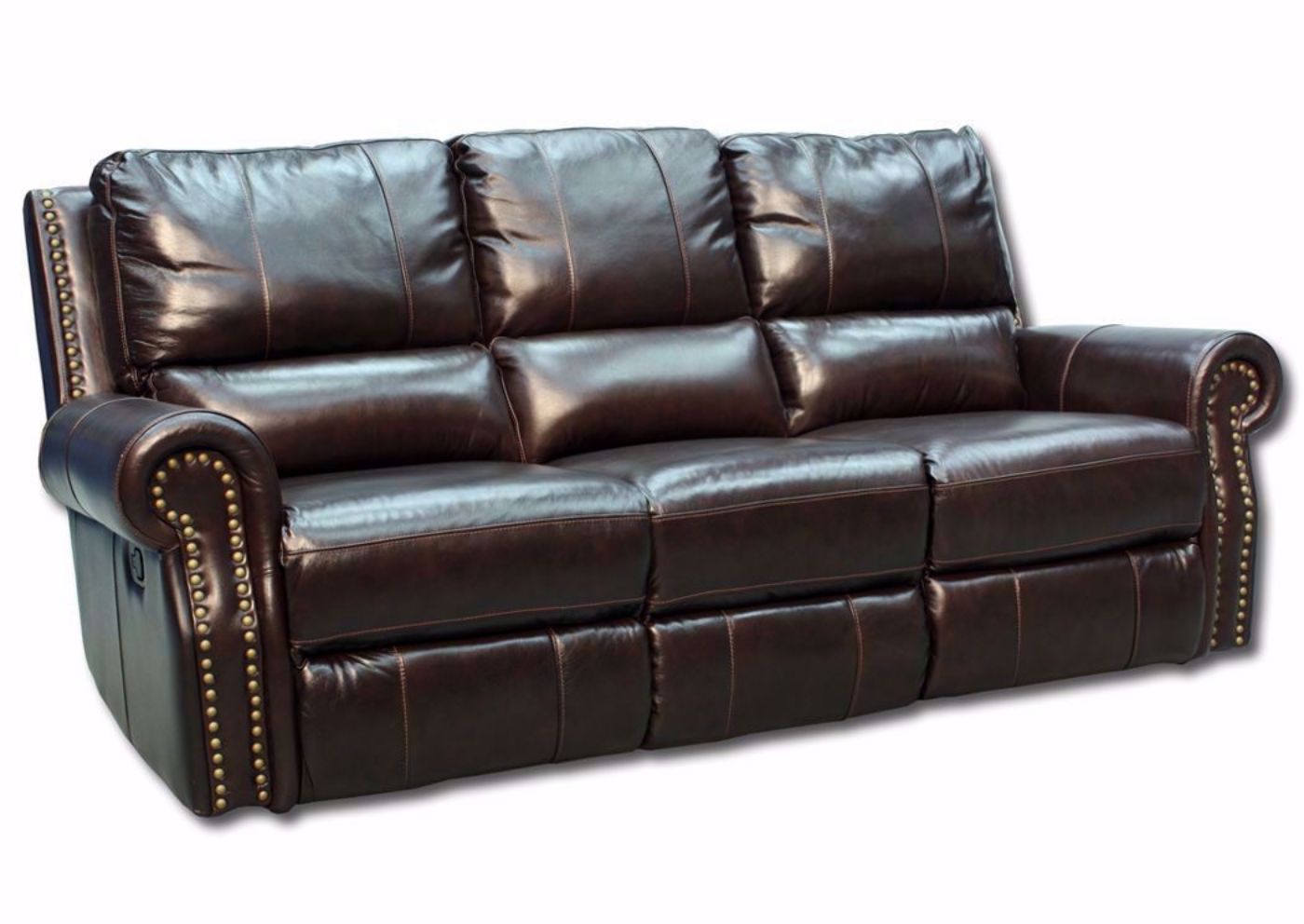 Gunnison Reclining Sofa, Dark Brown, Angle | Home Furniture Plus Mattress