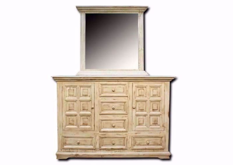Distressed White Jasper Dresser with Mirror Facing Front | Home Furniture Plus Mattress