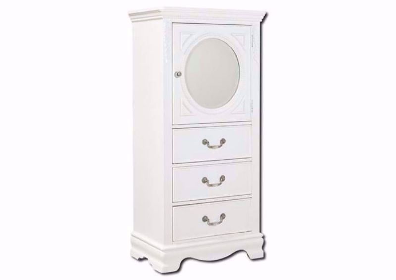 Crisp White Jessica Lingerie Chest at an Angle | Home Furniture Plus Mattress