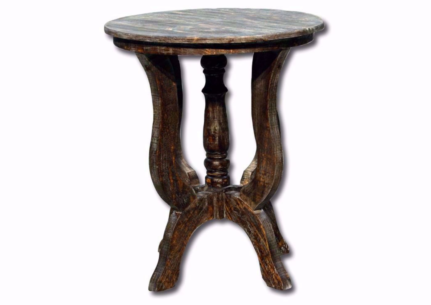 Barnwood Brown Round Juniper End Table, Barnwood Facing Front | Home Furniture Plus Mattress