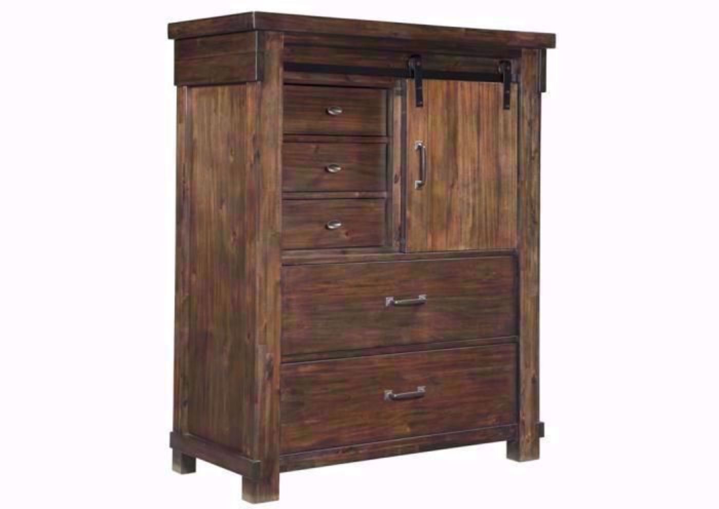 Lakeleigh Chest of Drawers by Ashley Furniture with 5 Drawers and Cabinet and a Brown and Gray Wash Finish | Home Furniture Plus Mattress