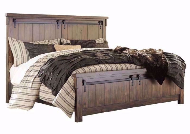 Warm Brown Lakeleigh Queen Size Bed by Ashley Furniture at an Angle | Home Furniture Plus Bedding