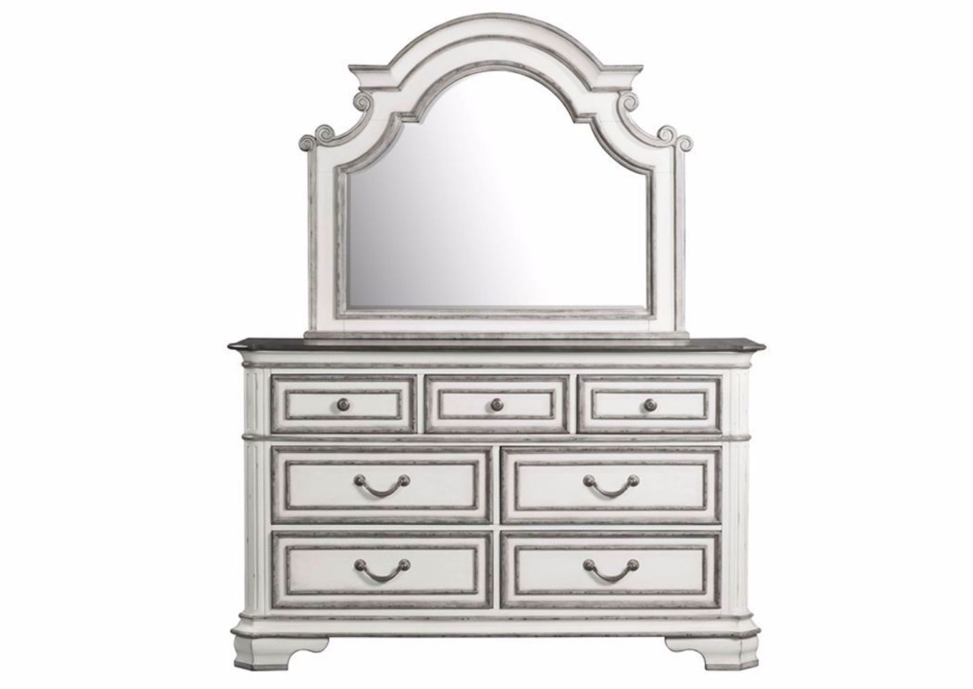 Leighton Manor Dresser with Mirror - Silver Gray