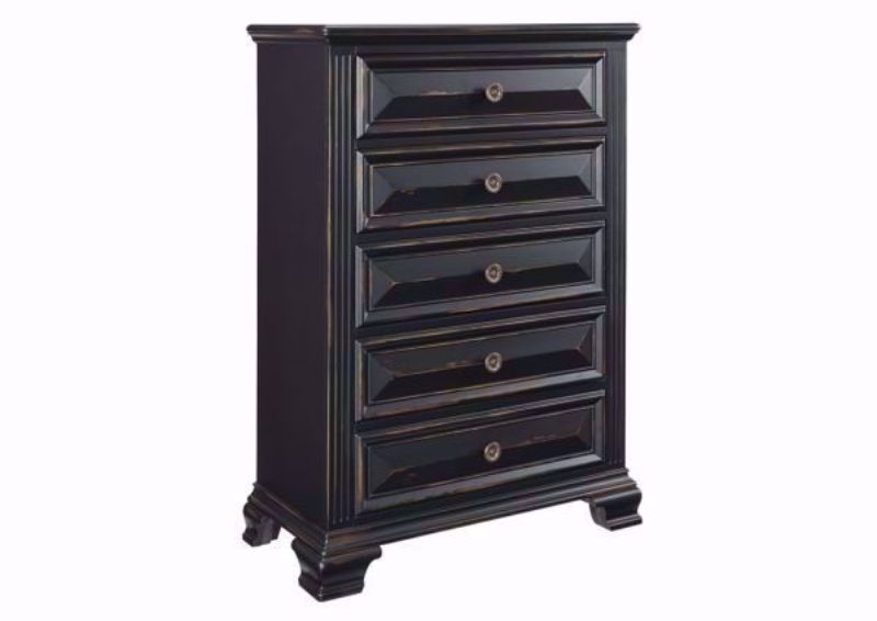 Distressed Black Passages Chest of Drawers at an Angle | Home Furniture Plus Mattress