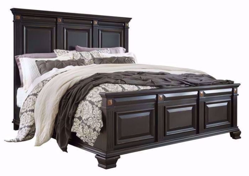 Distressed Black Passages King Bed at an Angle | Home Furniture Plus Bedding