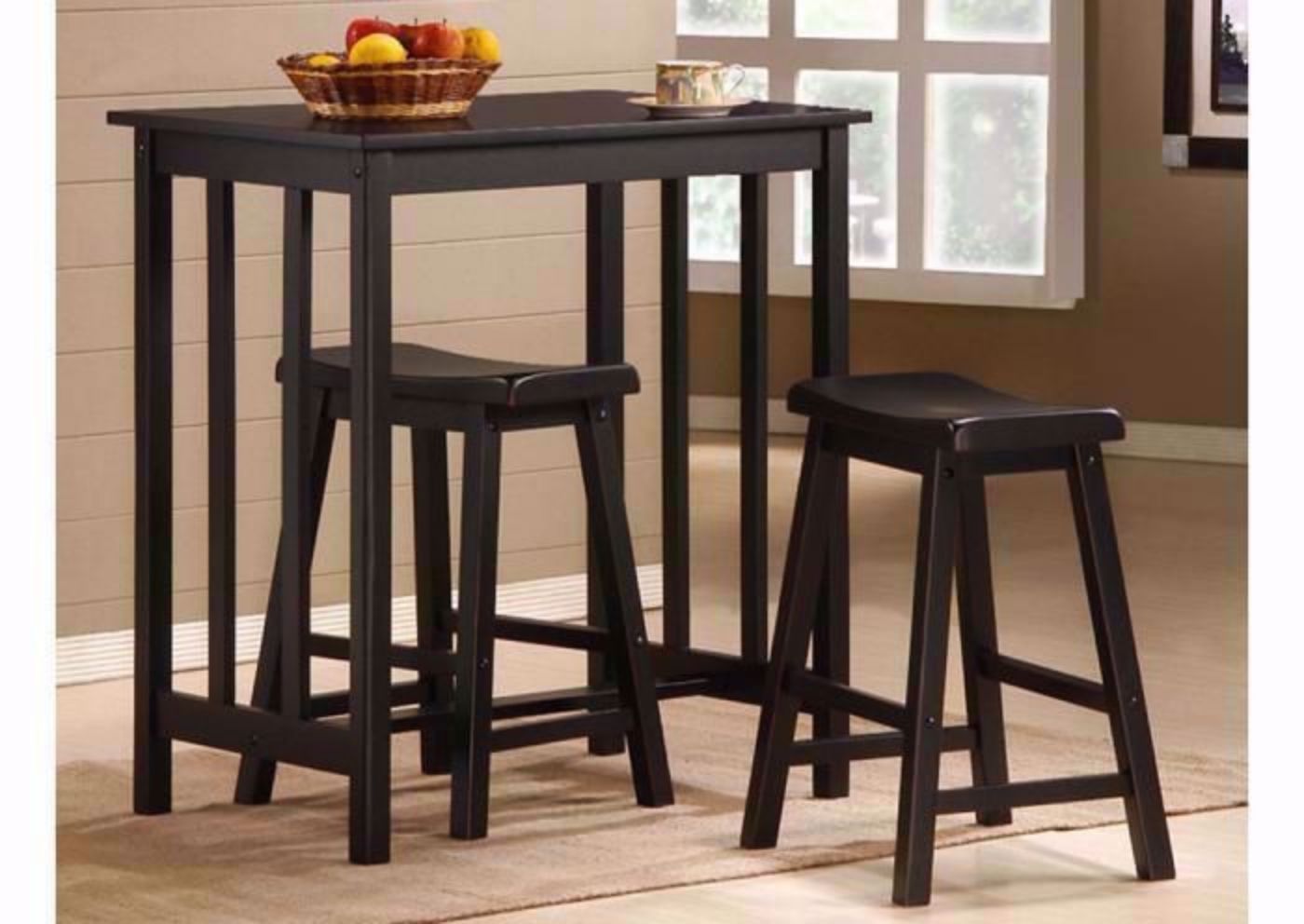 Dark Brown Pub Style 3 Piece Dining Set in a Room Setting | Home Furniture Plus Mattress