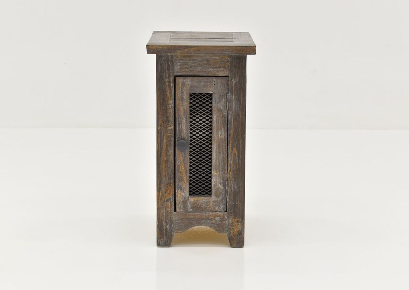 Front Facing View of the Rustic Brown Pueblo Chairside End Table by Vintage Furniture LLC | Home Furniture Plus Bedding
