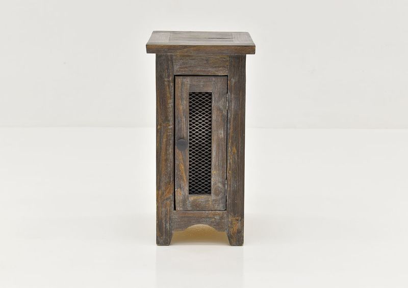 Front Facing View of the Rustic Brown Pueblo Chairside End Table by Vintage Furniture LLC | Home Furniture Plus Bedding