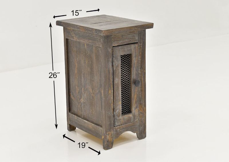 Dimension Details of the Rustic Brown Pueblo Chairside End Table by Vintage Furniture LLC | Home Furniture Plus Bedding