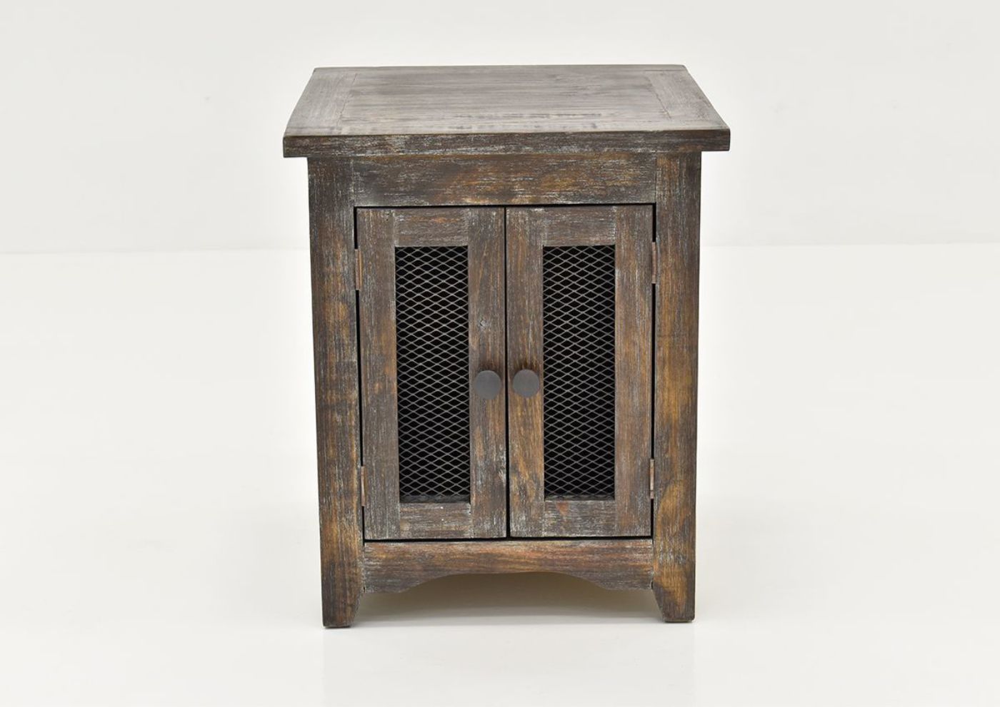 Front Facing View of the Rustic Brown Pueblo End Table by Vintage Furniture LLC | Home Furniture Plus Bedding