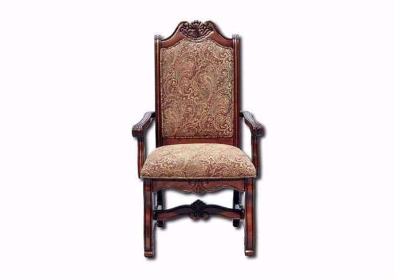 Brown Upholstered Renaissance Arm Chair Facing Front | Home Furniture Plus Mattress