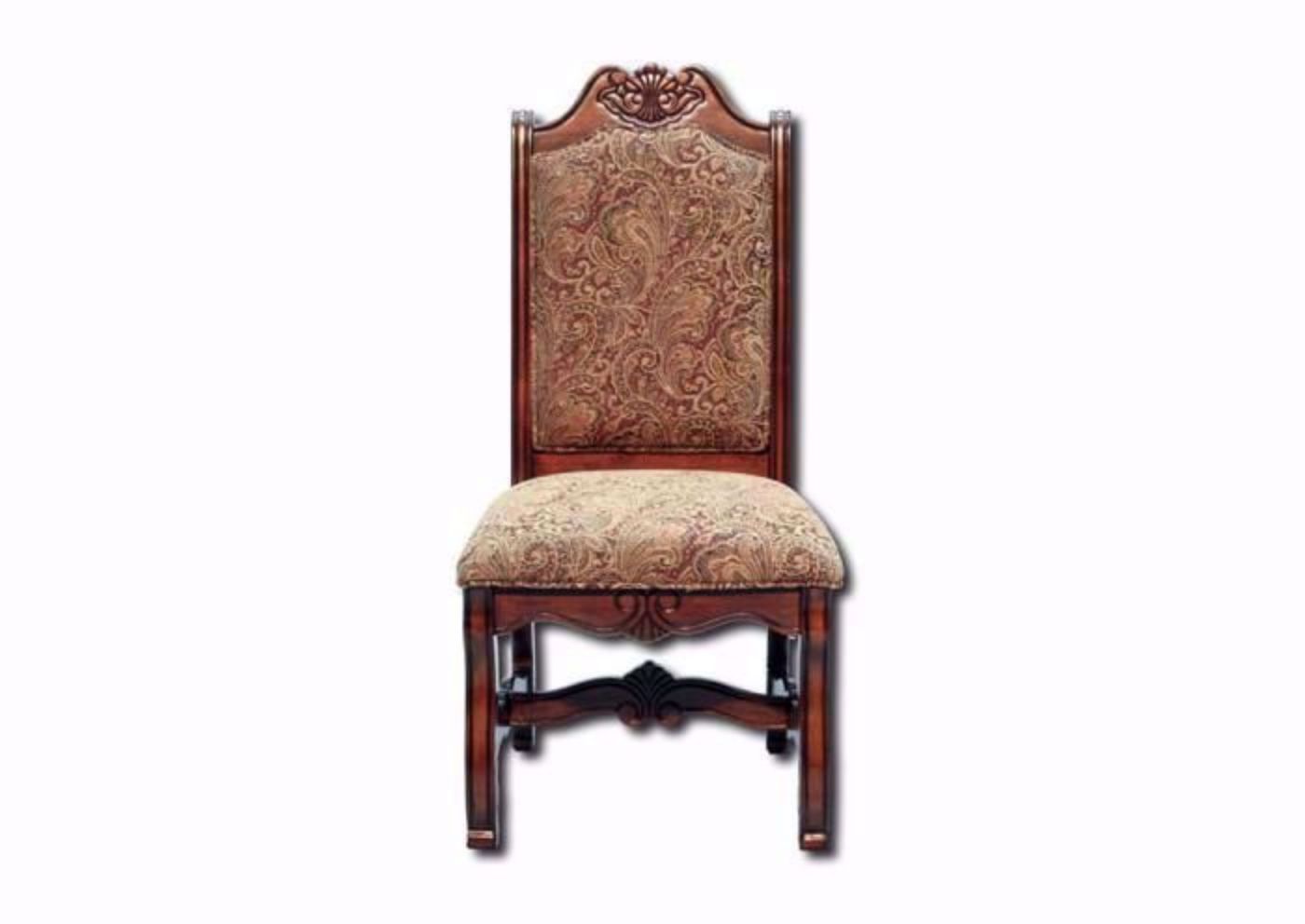 Brown Upholstered Renaissance Side Chair Facing Front | Home Furniture Plus Mattress