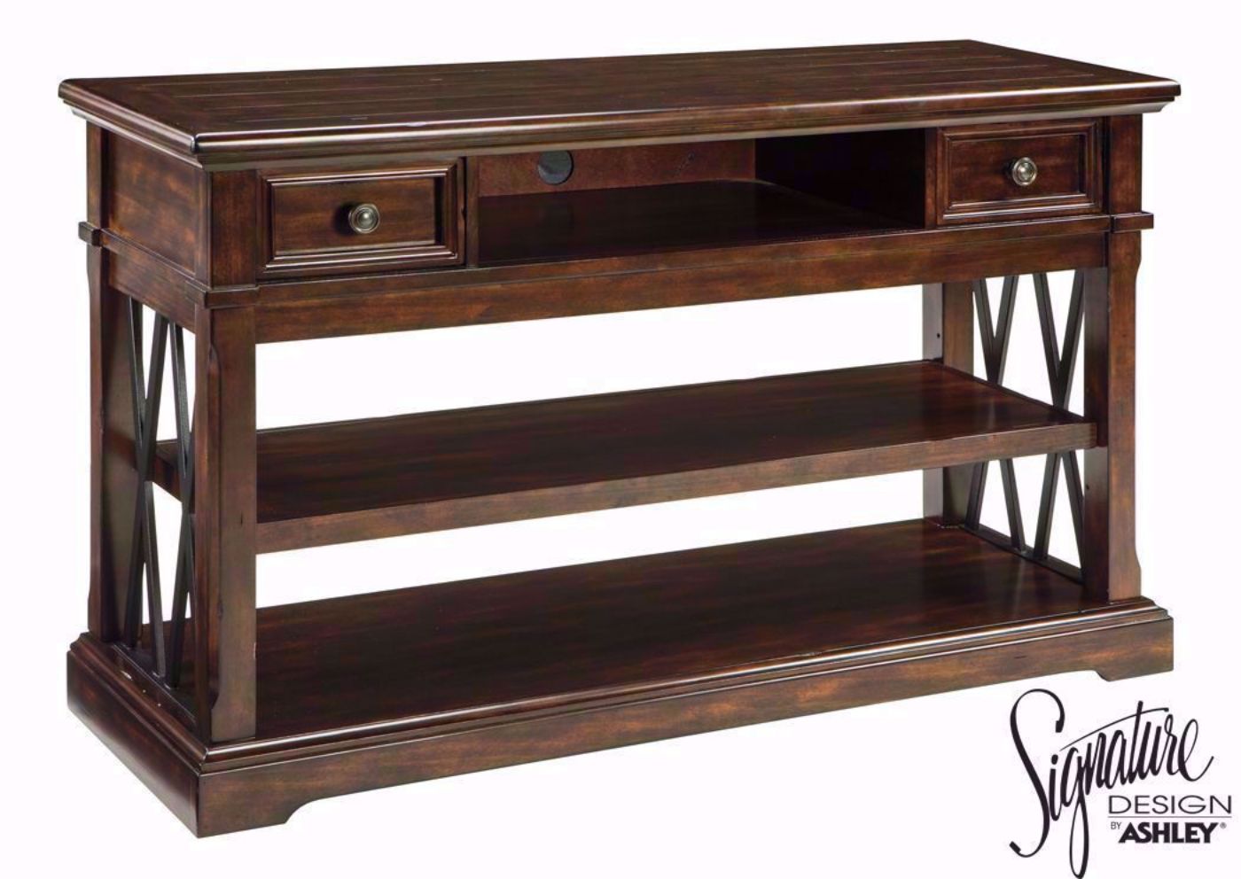 Roddinton Sofa/Console Table with 2 Drawers, Open Cubbie and 2 Open Bottom Shelves by Ashley Furniture | Home Furniture Plus Mattress