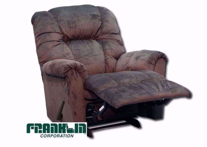 Dark Brown Ruben Rocker Recliner at an Angle with the Chaise Open | Home Furniture Plus Mattress