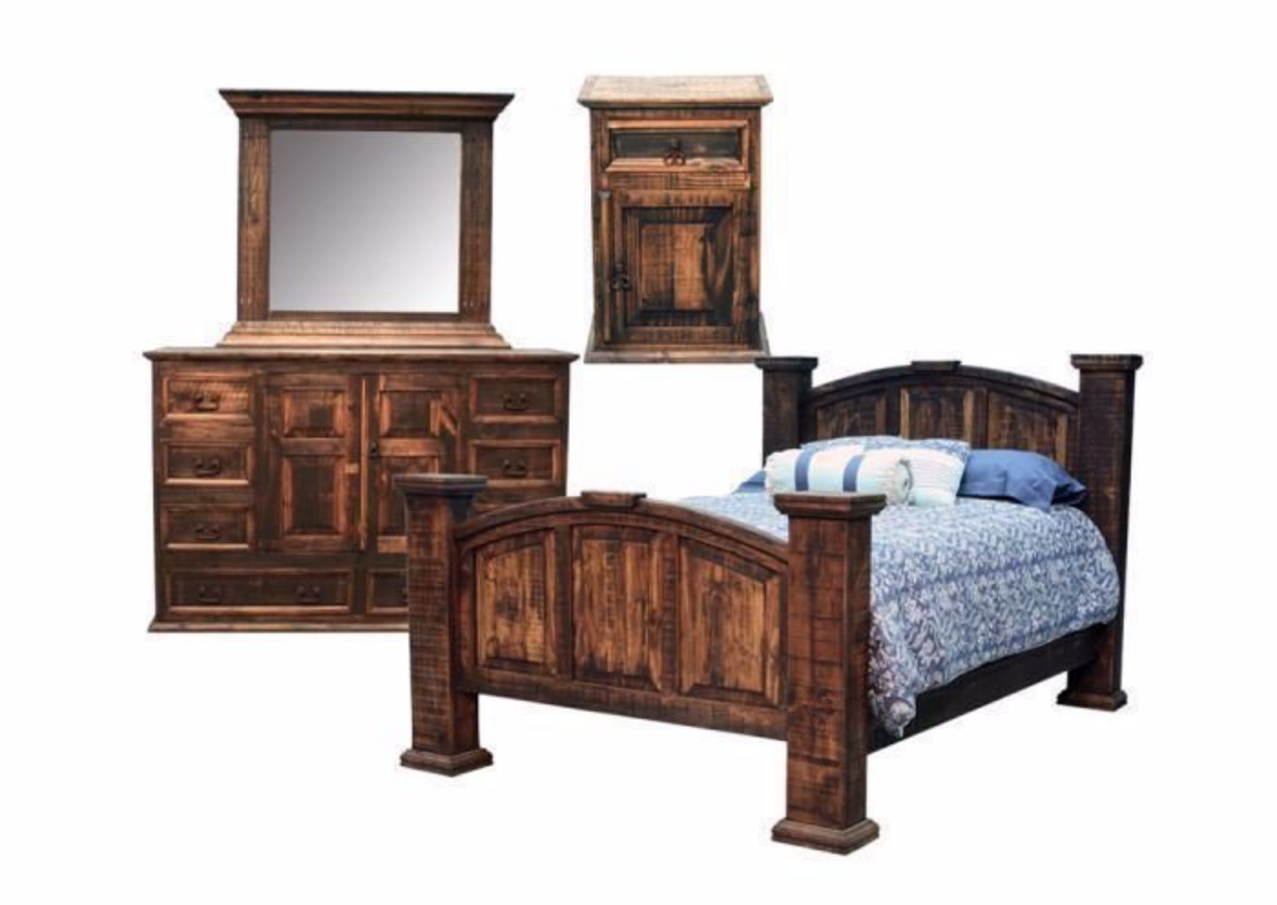 Picture of Vintage Rustic Bedroom Set - Dark Brown