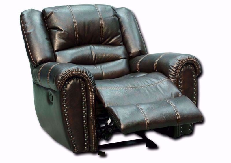 Dark Brown Torino Glider Recliner at an Angle with the Recliner Open | Home Furniture Plus Mattress