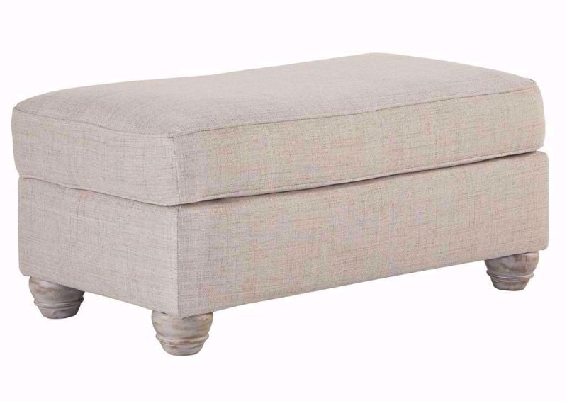 Off White Traemore Ottoman by Ashley Furniture, Angle | Home Furniture Plus Bedding