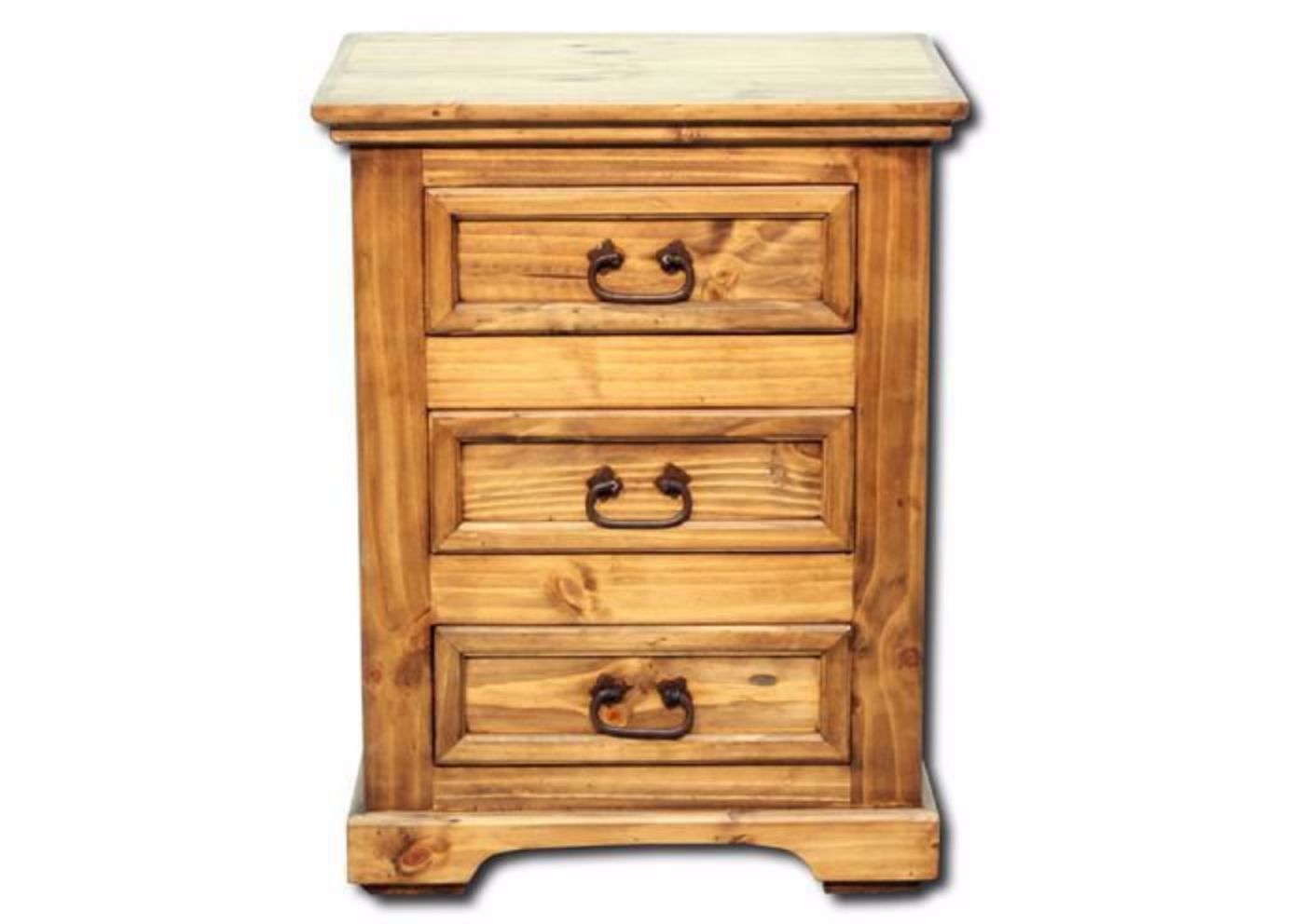 Picture of Vintage Rustic Nightstand 3 Drawers - Light