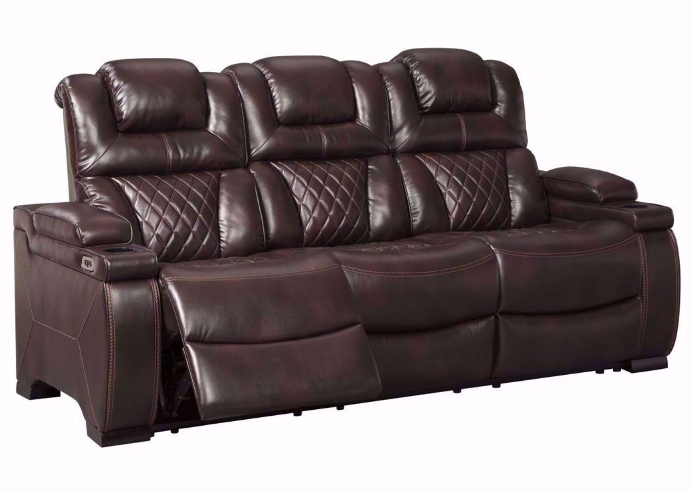 Brown Slightly Angled View Warnerton POWER Reclining Sofa by Ashley Furniture | Home Furniture Plus Bedding