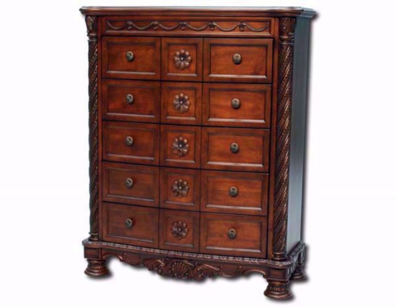 Warm Brown North Shore Chest of Drawers by Ashley Furniture at an Angle | Home Furniture Plus Bedding
