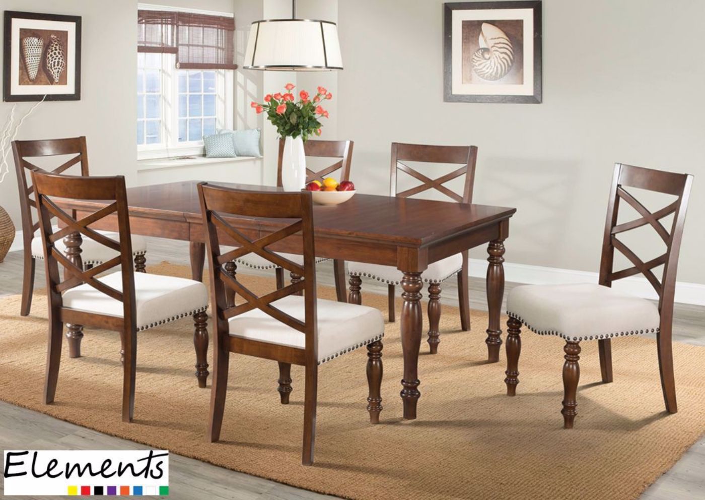 Picture of 7 Piece Formal Dining Table Set - Brown
