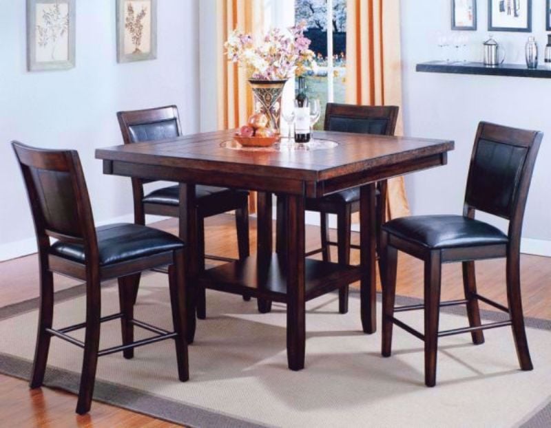 Dark Brown Fulton 5 Piece Bar Height Dining Set in a Room Setting | Home Furniture Plus Mattress