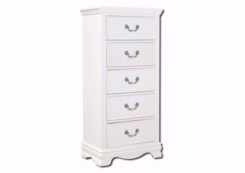 Crisp White Jessica Chest of Drawers at an Angle | Home Furniture Plus Mattress