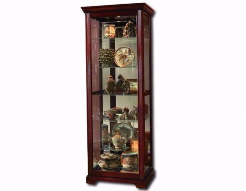 Brown Glass Sabrina Curio Cabinet at an Angle | Home Furniture Plus Mattress