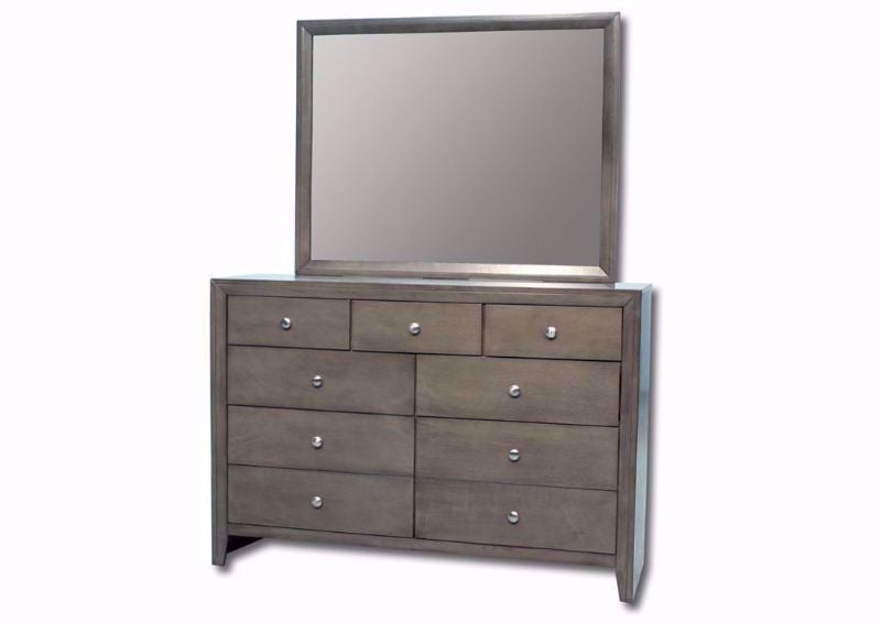 Warm Gray Marshall Dresser with Mirror at an Angle | Home Furniture Plus Mattress