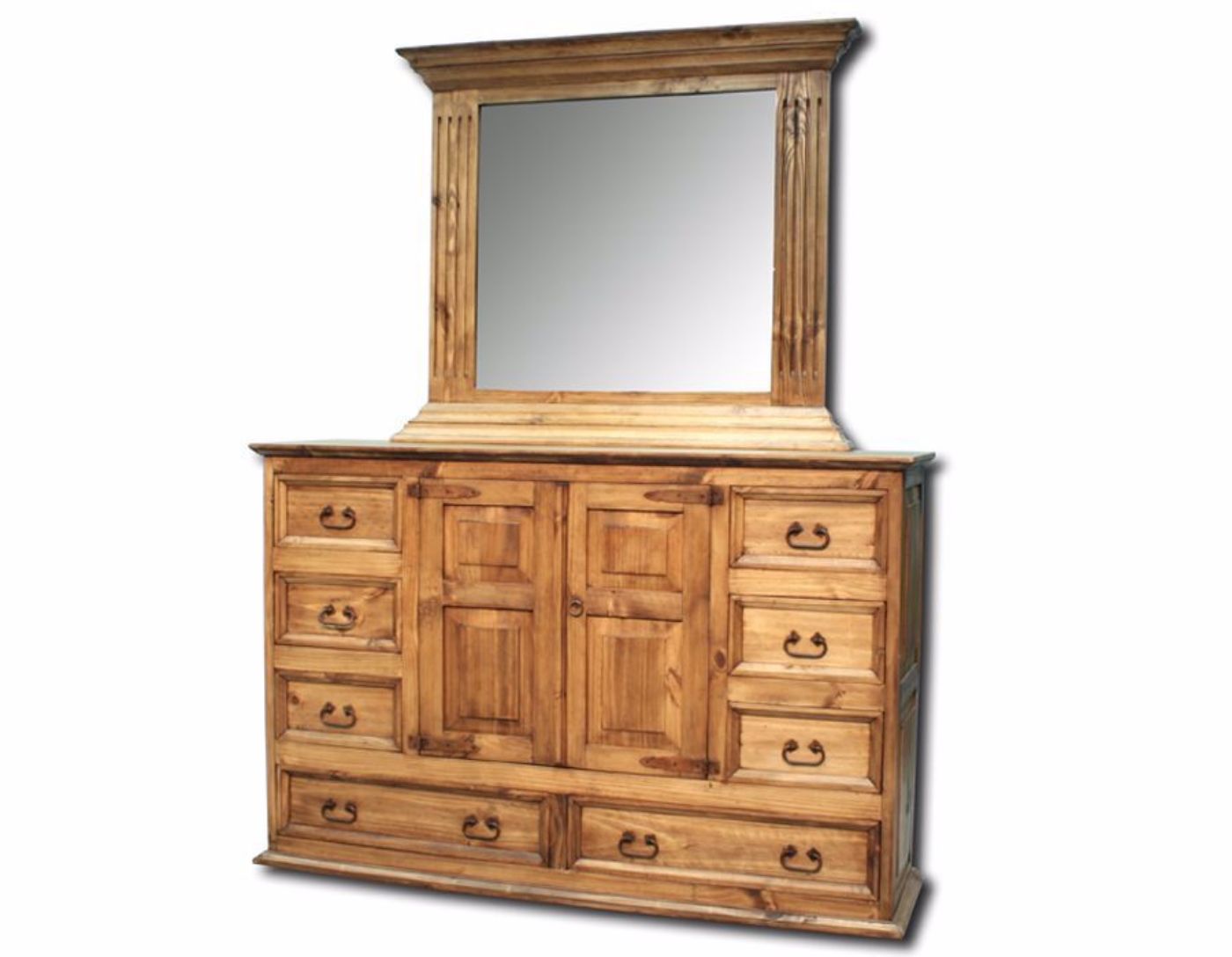 Picture of Vintage Rustic Dresser with Mirror - Light